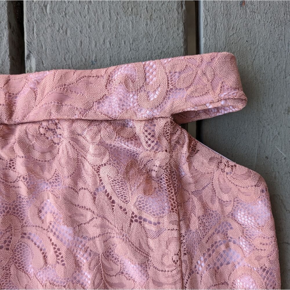 Michael Costello x Revolve Pink Lace High Waist‎ Cut Out Ruffle Pencil Skirt S - Picture 4 of 7